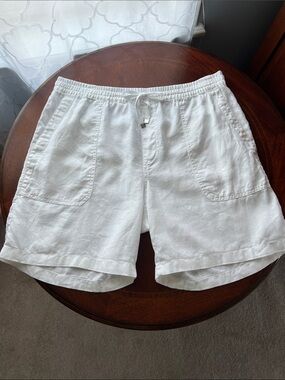 Ralph Lauren White 100% Linen Shorts, Size 14